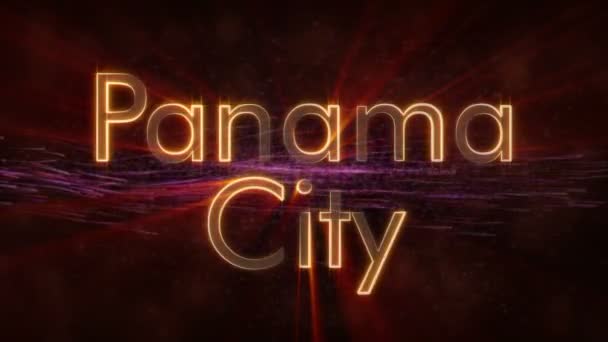 Ciudad de Panamá - Nombre brillante de la ciudad en bucle en Panamá, animación de texto — Vídeos de Stock