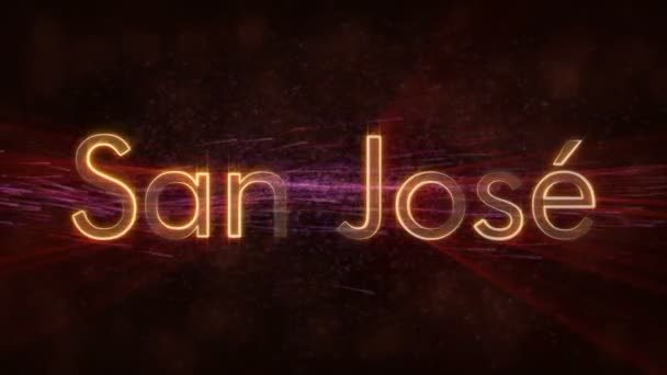 San Jose - Shiny looping city name in Costa Rica, text animation — Stock Video