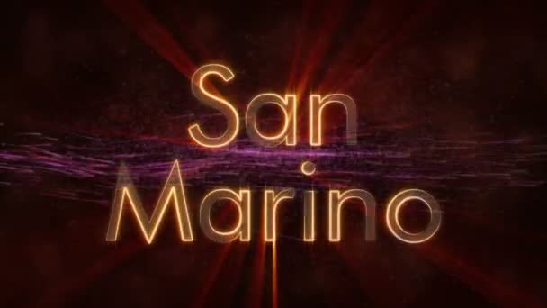San Marino - lesklé opakování jméno města v San Marinu, animace textu — Stock video