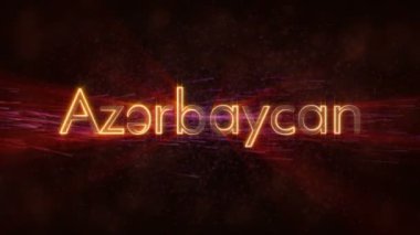 Azerbaycan Azerbaycan - İngilizce ve yerel dil metin animasyonu arasında ülke adı geçiş için. Parlak ışınları ile dönen ve yıldız akan bir arka plan üzerinde metin kenarında döngü