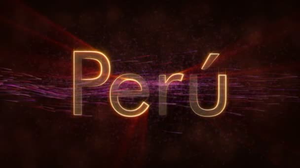 Peru - Brilhante looping país nome animação de texto — Vídeo de Stock