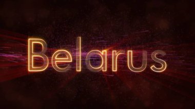 Beyaz Rusya - ülke adı metin ile dönen ve yıldız akan bir arka plan üzerinde bulunan parlak ışınları