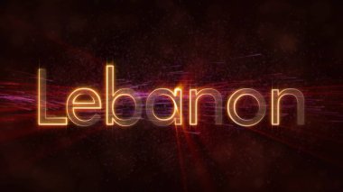 Lübnan - ülke adı metin ile dönen ve yıldız akan bir arka plan üzerinde bulunan parlak ışınları