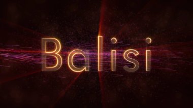 Belize, kendi dilinizde Balisi - ülke adı metin ile dönen ve akan bir arka plan üzerinde bulunan parlak ışınları yıldız