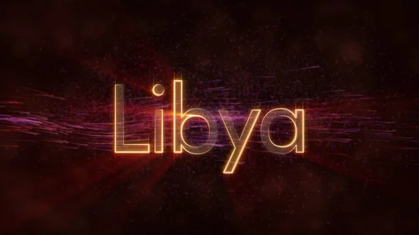 Libia Błyszczący Promienie Krawędzi Tekstu Nazwę Kraju Tle Mieszając Przepływające — Zdjęcie stockowe