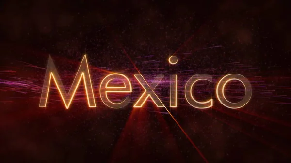 Мексика Сияющие Лучи Краю Названия Страны Текст Фоне Вращающимися Текущими — стоковое фото