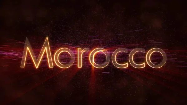 Morocco Shiny Rays Edge Country Name Text Background Swirling Flowing — Stock Photo, Image