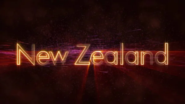 Nueva Zelanda Rayos Brillantes Borde Del Texto Del Nombre Del —  Fotos de Stock