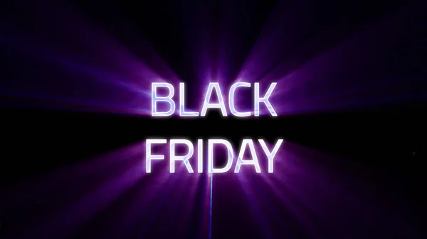 Black Friday Sale text glowing over dark background, Double Line — Stock Photo, Image