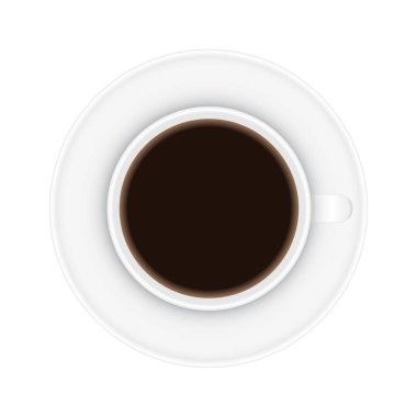 bir fincan kahve üstten görünüm beyaz zemin üzerine