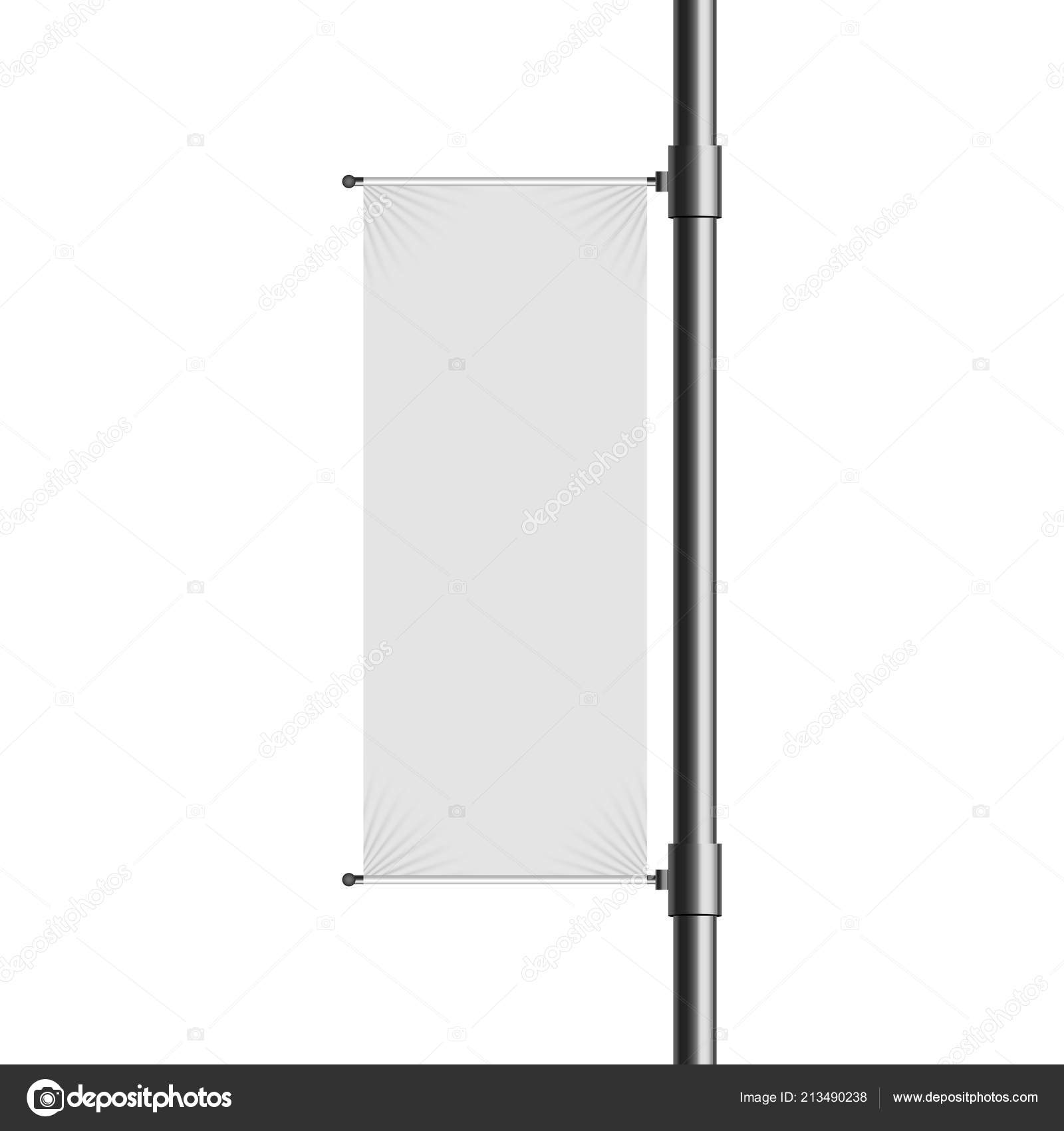 Download Empty Blank Lamp Post Banner Mock Isolated White Background Vector Image By C Jackreznor Vector Stock 213490238