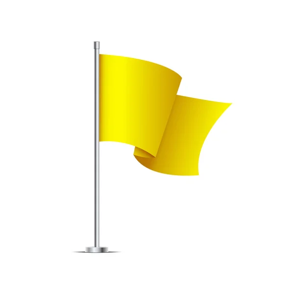 Acenando Bandeira Amarela Isolada Fundo Branco — Vetor de Stock
