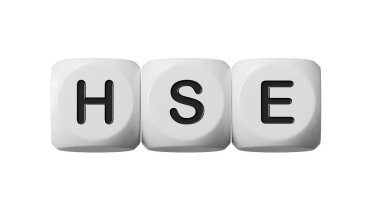 HSE Sağlık Güvenliği Ortamı Ahşap dice3D kısaltma Yeşil Ekran görüntüleme ve kırpma yolu.