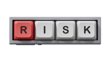 Kopya alanı olan tahta küplere kelime riski. Ahşap elementlere yakın çekim, iş konsepti 3D görüntüleme ve kırpma yolu için Yeşil Ekran 'da görüntüleme.