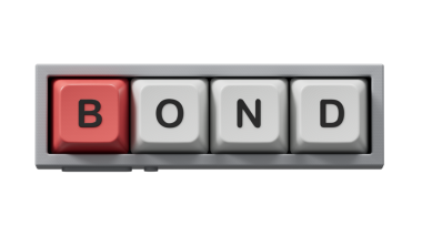 Tahta bloklarla kelime bağı. Seçici odak. Bilgisayar klavye tuşları, İş Konsepti 'ni kapat. Şeffaf arkaplan içeren PNG dosyalarını gönderir.