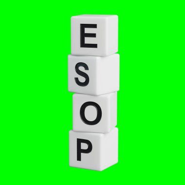 Tahta elementlerin üzerine esop işareti. Ahşap elementlere yakın çekim, iş konsepti 3D görüntüleme ve kırpma yolu için Yeşil Ekran.