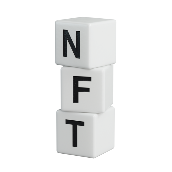 İş konsepti. Belgelerde NFT iş kavramı yazılı ahşap unsurları gösteren bir büyüteç var. PNG dosyalarını şeffaf arkaplanlara aktarıyor..