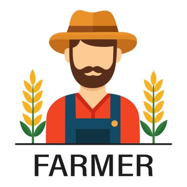 Çiftçi dostu bir düz vektör ikonu, tarım, tarım ve organik gıda için mükemmel.