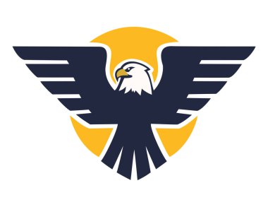 Özgürlüğü, gücü ve gücü temsil eden geniş kanatlı bir kartal logosu spor takımları ve güvenlik markaları için idealdir.