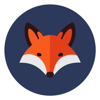 Mavi daire içinde düz dizayn edilmiş bir tilki yüzü simgesi, avatarlar, logolar veya hayvan temalı markalar için mükemmel..