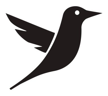 Siyah uçan sinekkuşu silueti kuş simgesi ya da logo tasarımı, doğa, özgürlük ve zarafet kavramları için
