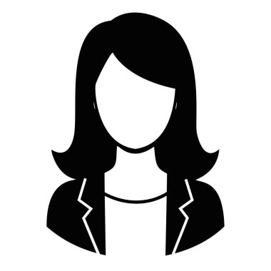 Kısa saçlı bir kadının kadın avatar silueti simgesi, kullanıcı profilleri, iş simgeleri ve cinsiyet simgeleri için ideal