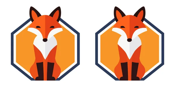 Sekizgen çerçeveler içinde iki düz dizayn tilki simgesi, logolar veya hayvan temalı markalar için mükemmel.