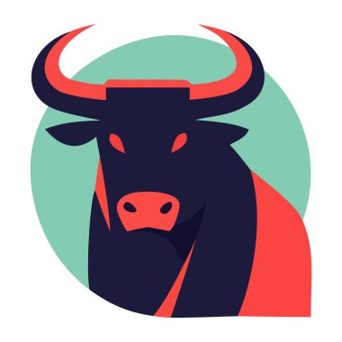 Boğa başlı logo, spor takımları için ideal, güç ve gücü sembolize eden finans veya markalar.