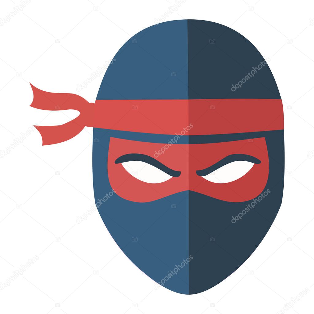 Ninja mask with a fierce gaze, a character illustration for gaming, martial arts, or security-related themes