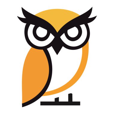 Soyut bir tasarıma sahip baykuş logosu, bilgeliği, zekayı ve bilgiyi, eğitim ve öğrenme ikonunu sembolize eder.