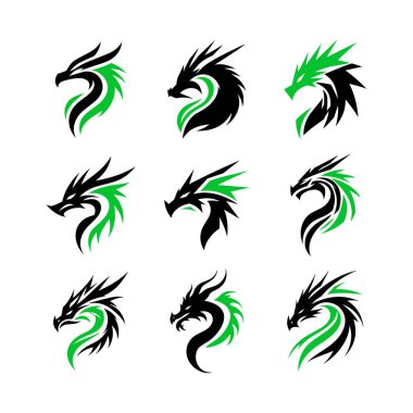 Efsanevi yaratıklarla robotik elementleri birleştiren 9 ejderha robot logosu dizaynı. Teknoloji markaları, esport maskotları ve fantezi projeleri için mükemmel..