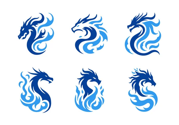 Güçlü mitolojik temalara sahip 6 profesyonel ateş püskürten ejderha logosundan oluşan bir koleksiyon. Markalaşma, esnaf takımları ve modern iş kimliği için uygundur..