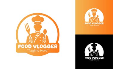 Video üreticileri, yemek tarifi kanalları ve çevrimiçi mutfak içeriği için tasarlanmış modern bir yiyecek blogger logcusu..