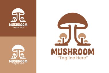 Çevre dostu kafeler, organik çiftlikler ve zanaatkar yaşam tarzı markaları için tasarlanmış şık bir mantar logosu..