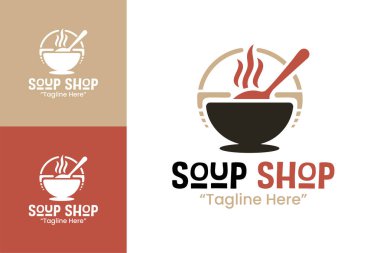 Sağlıklı kafeler, taze yemek dükkanları ve rahat restoran markaları için yapılmış çok az miktarda çorba dükkanı logosu..