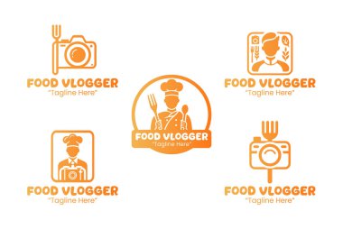 Video üreticileri, YouTuber 'lar veya gıda endüstrisindeki sosyal medya etkileri için ideal 5 gıda blogger logosundan oluşan bir koleksiyon. Bu logolar eğlenceyi, enerjiyi ve yiyeceğe olan tutkuyu yansıtıyor..