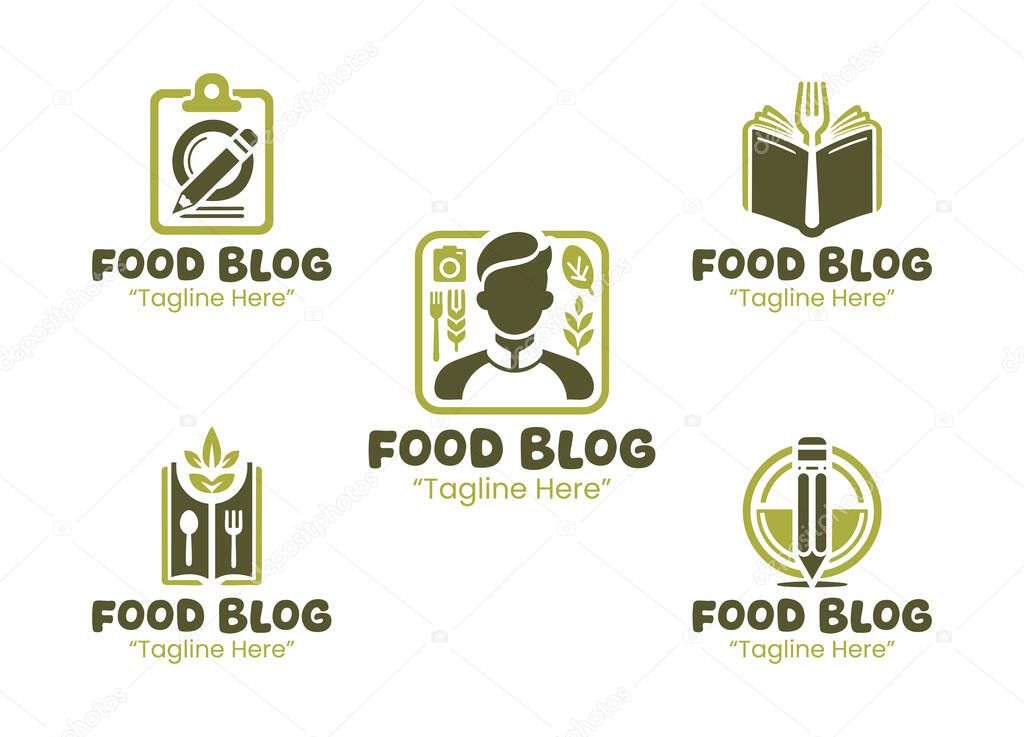 A collection of 5 food blog logos, perfect for food bloggers, culinary influencers, or food-related websites. These logos reflect creativity, style, and passion for food.