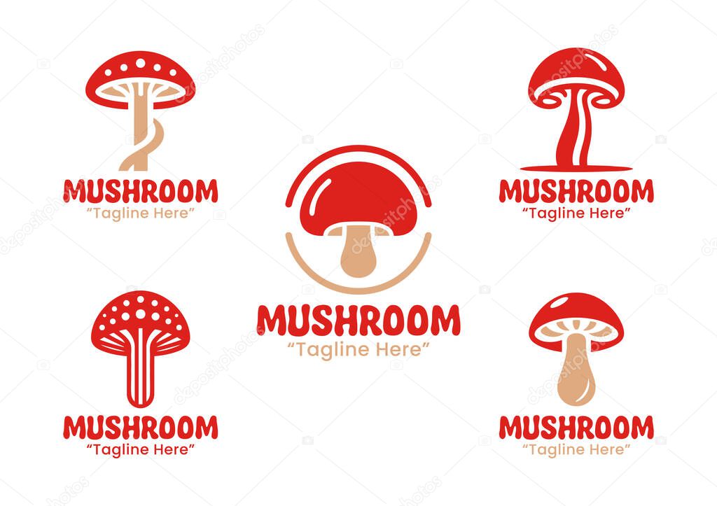 A collection of 5 mushroom logos, perfect for businesses in the organic, eco-friendly, and health-focused industries. These logos reflect the natural and earthy qualities of mushrooms.