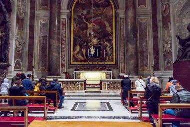 Vatican, 21 January, 2017. St Peters basilica. The tomb of Pope John Paul II clipart