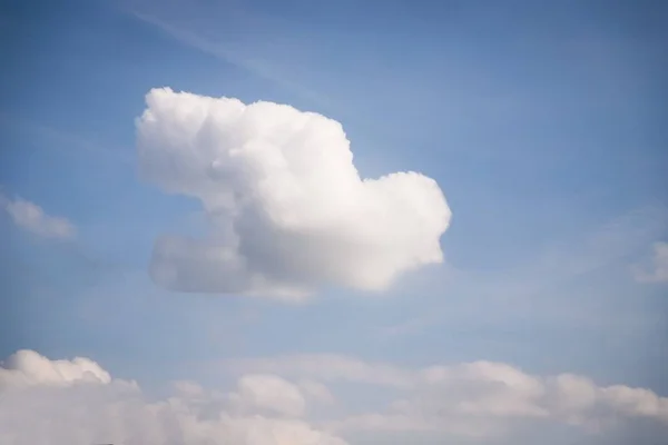 Vit fågel formad moln flyger i den blå himlen. Tro, symbol koncept — Stockfoto