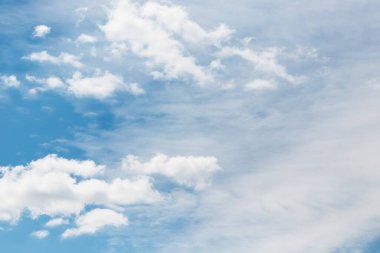 Açık mavi gökyüzü arka planında Cirrocumulus bulutları. Boşluğu kopyala