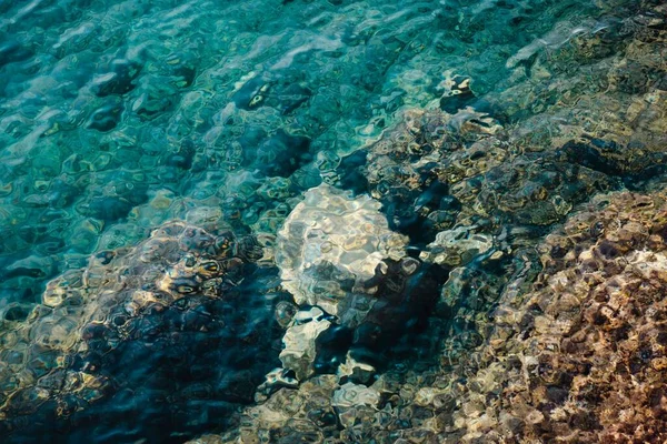 緑の結晶きれいな水の背景 クロアチアのマカルスカ — ストック写真