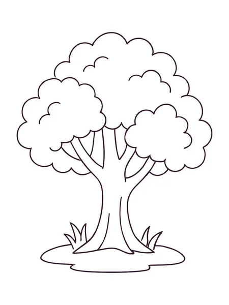 Çocuklar ve yetişkin vektör sanatı için çizgi ağaç ana hatları çizim sayfası