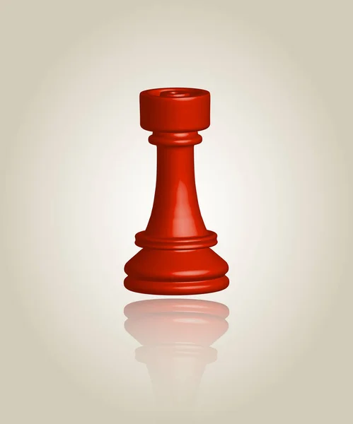 3D illustration of red chess piece isolated on white background