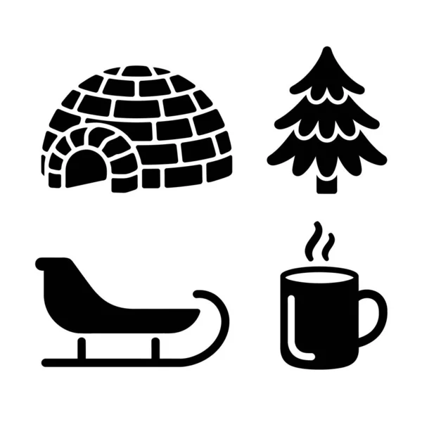 Winter silhouette icon set for web, mobile and infographics