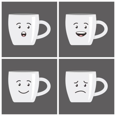 Kahve fincanı Duyguları - Dört İfade Yüzü