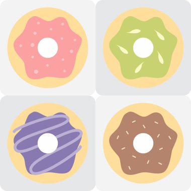 Çeşitli aromalı donutların dizaynı