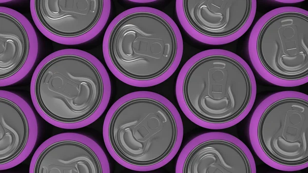 Grote Paarse Soda Blikjes Witte Achtergrond Drank Mockup Tin Pakket — Stockfoto