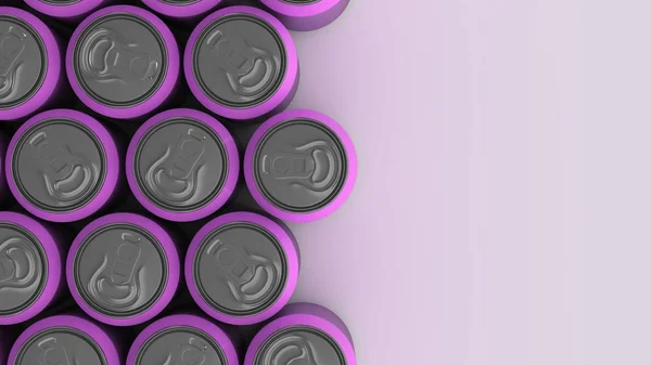 Grandes Latas Refresco Púrpura Sobre Fondo Blanco Una Maqueta Bebidas —  Fotos de Stock