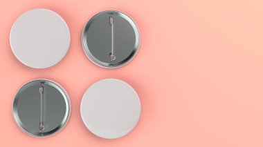 Kırmızı zemin üzerine beyaz boş rozeti. PIN düğmesini mockup. 3D render illüstrasyon